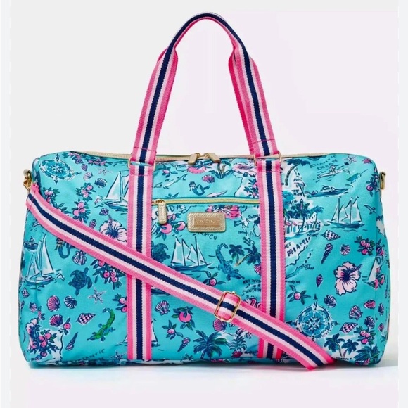 Lilly Pulitzer Handbags - NWT Lilly Pulitzer Overnight Bag in Amalfi Blue Lillys Roadtrip